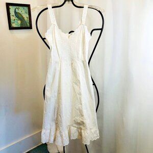 Vintage 1940s White Cotton Slip with Eyelet Trim Size XXS Petite Tiny